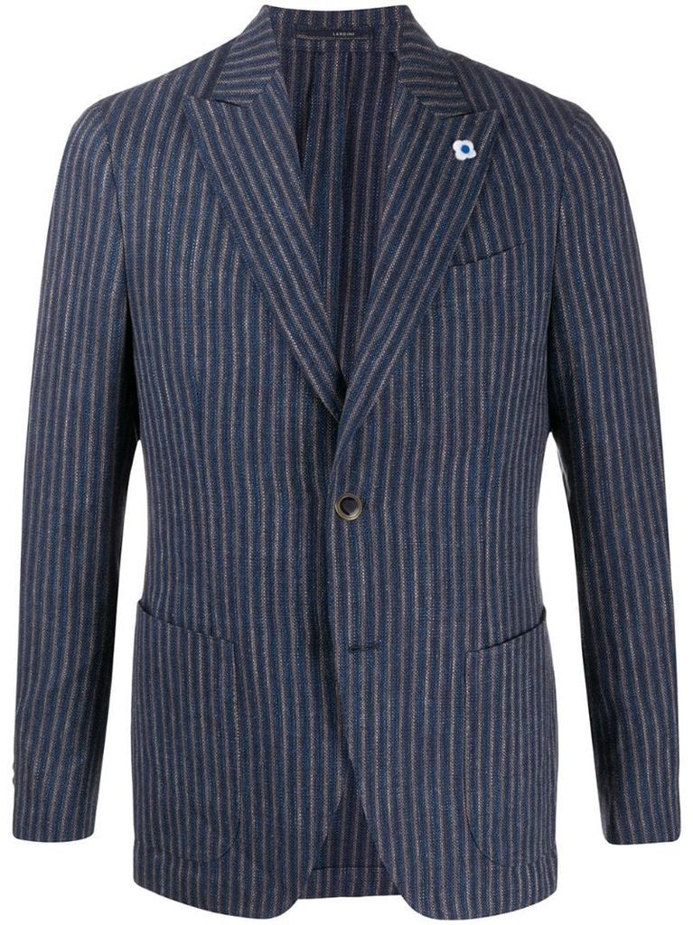 striped-print buttoned blazer