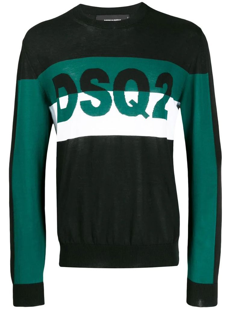DSQ2 intarsia colour block sweatshirt
