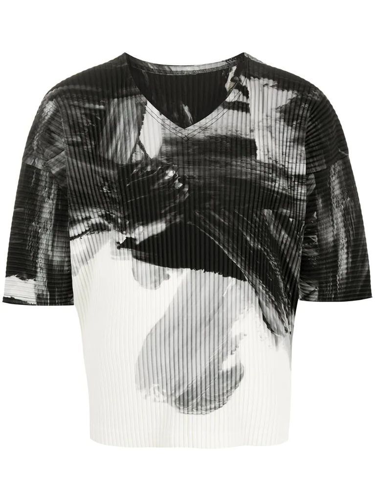 abstract-print ribbed T-shirt