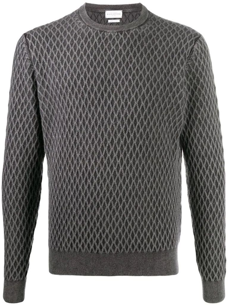 diamond lattice knit jumper