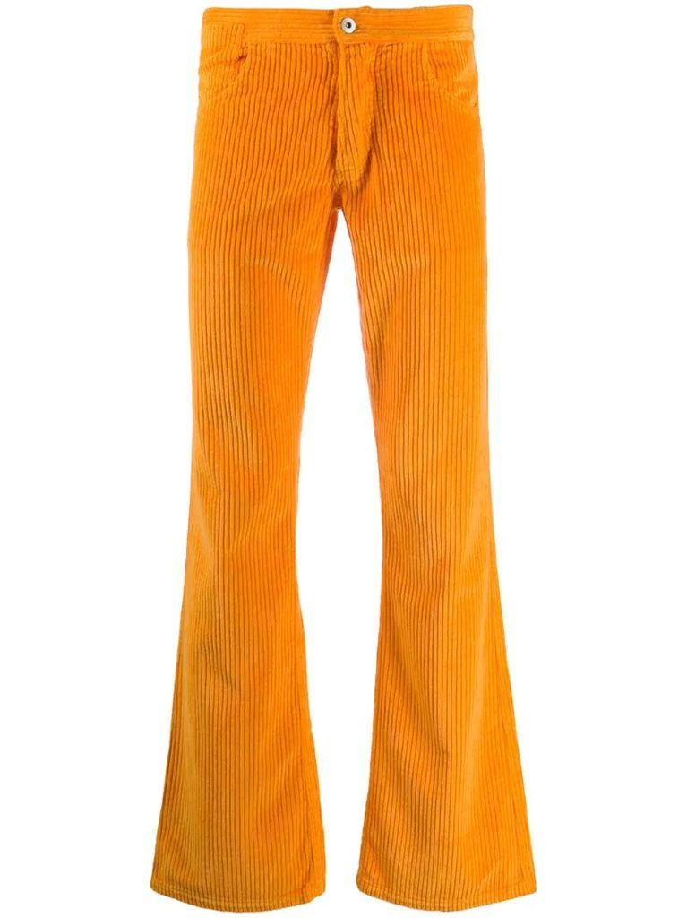 mid-rise corduroy flared trousers