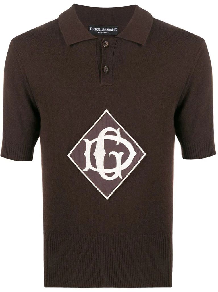 monogrammed knitted polo shirt