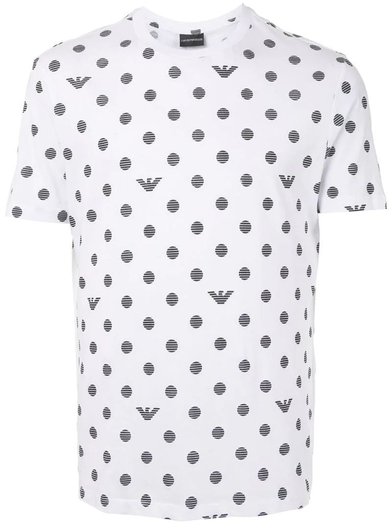 striped dot print T-shirt