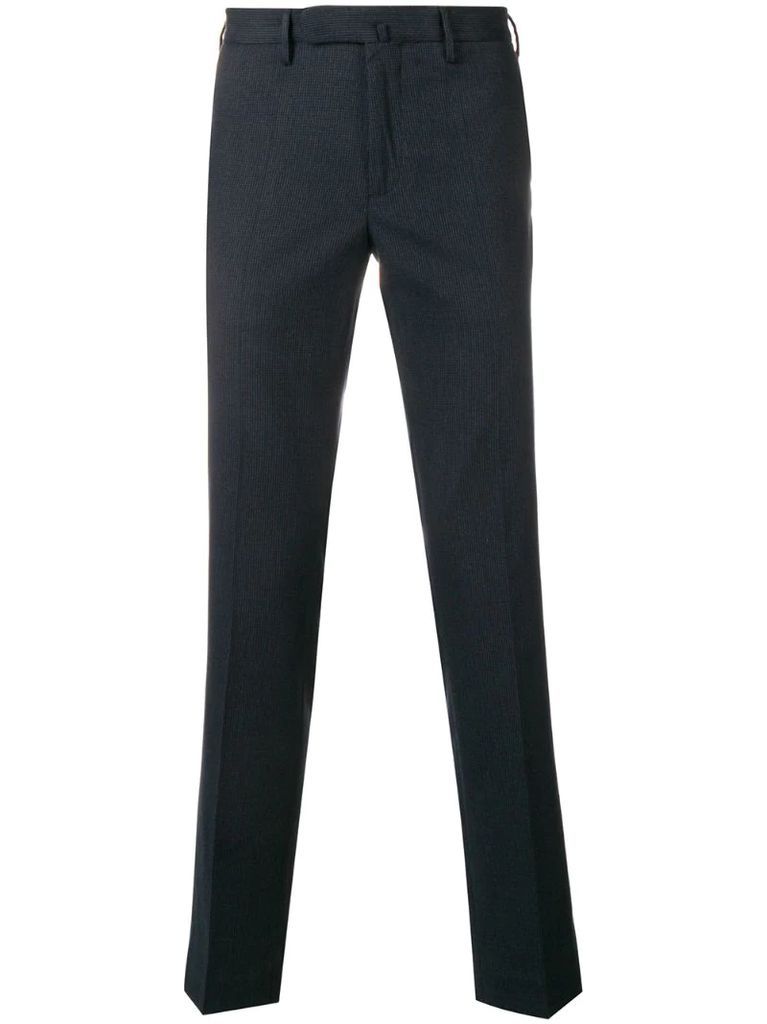 micro pattern slim-fit trousers