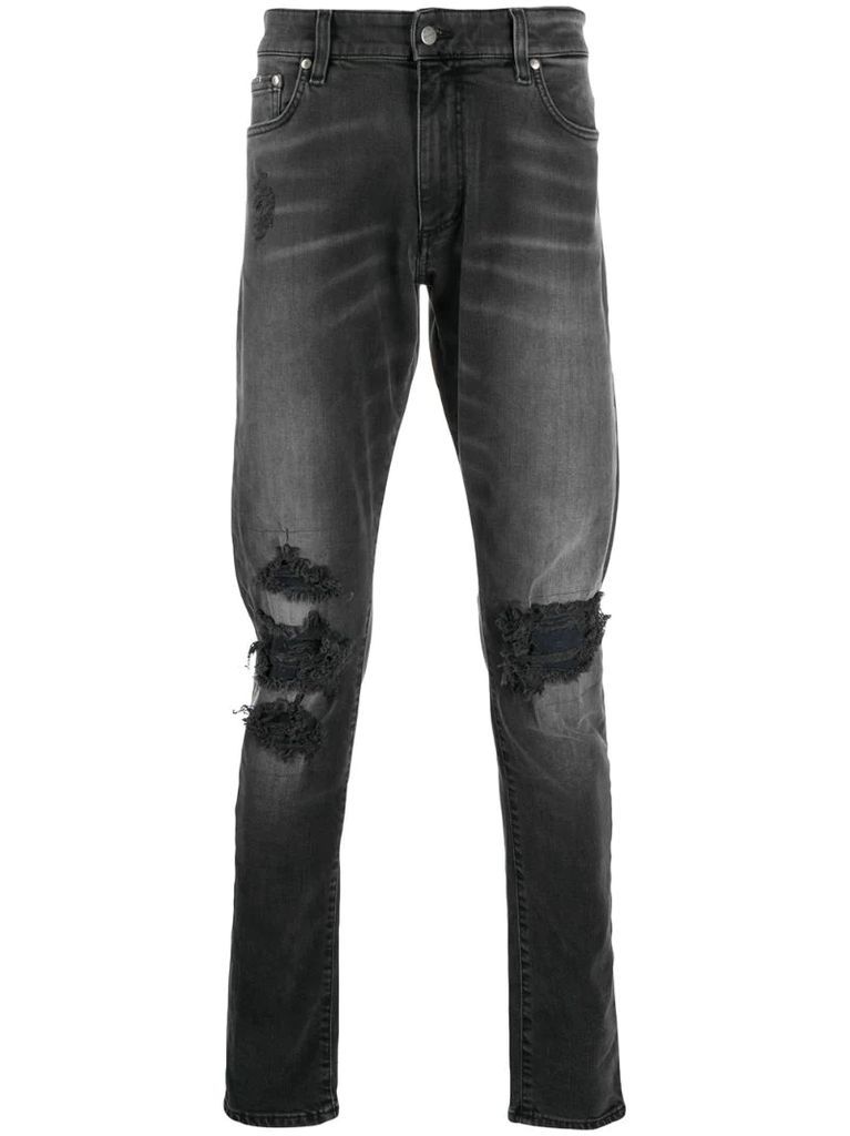 distressed design jeans