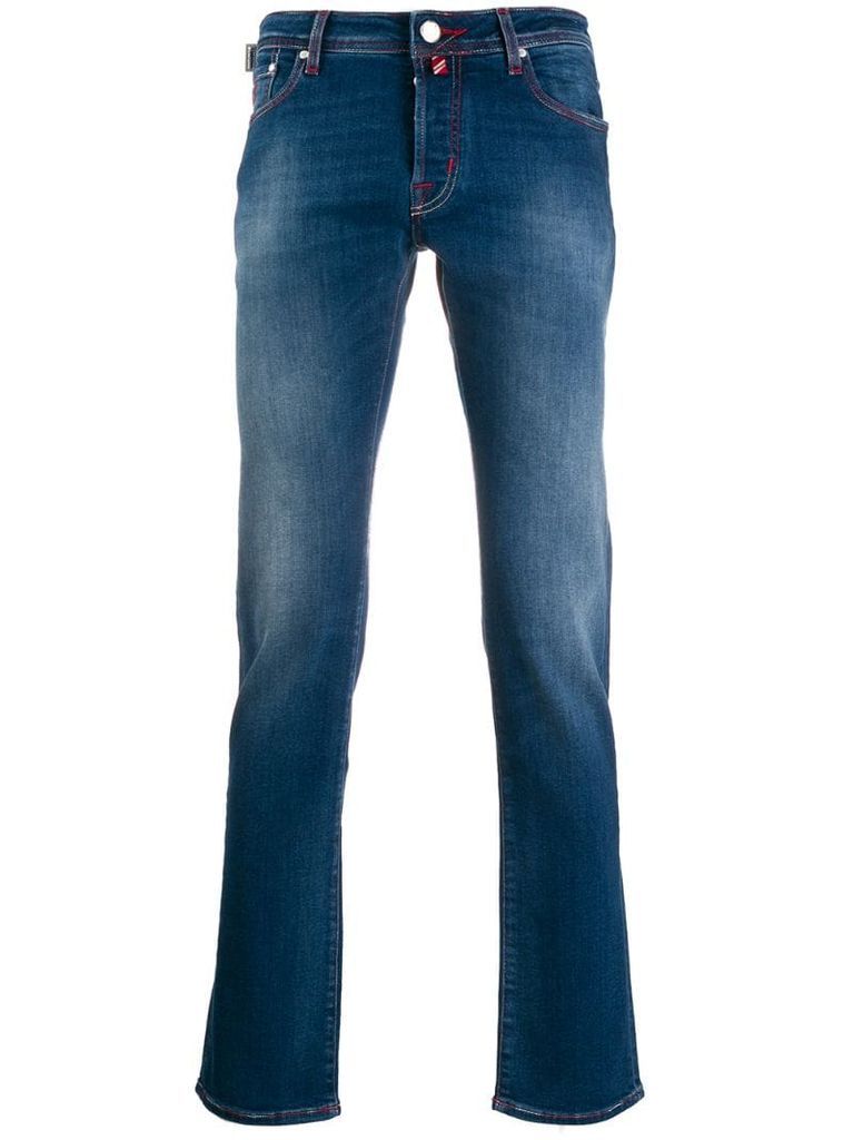 contrast-stitch skinny jeans