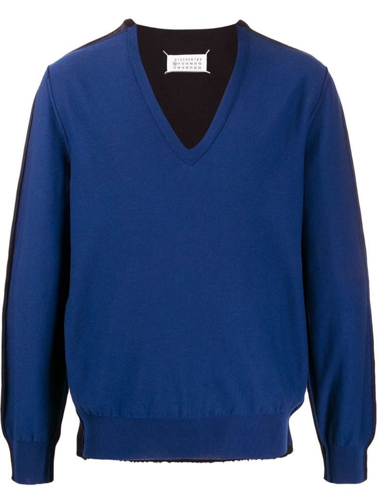 two-tone cotton blend sweater