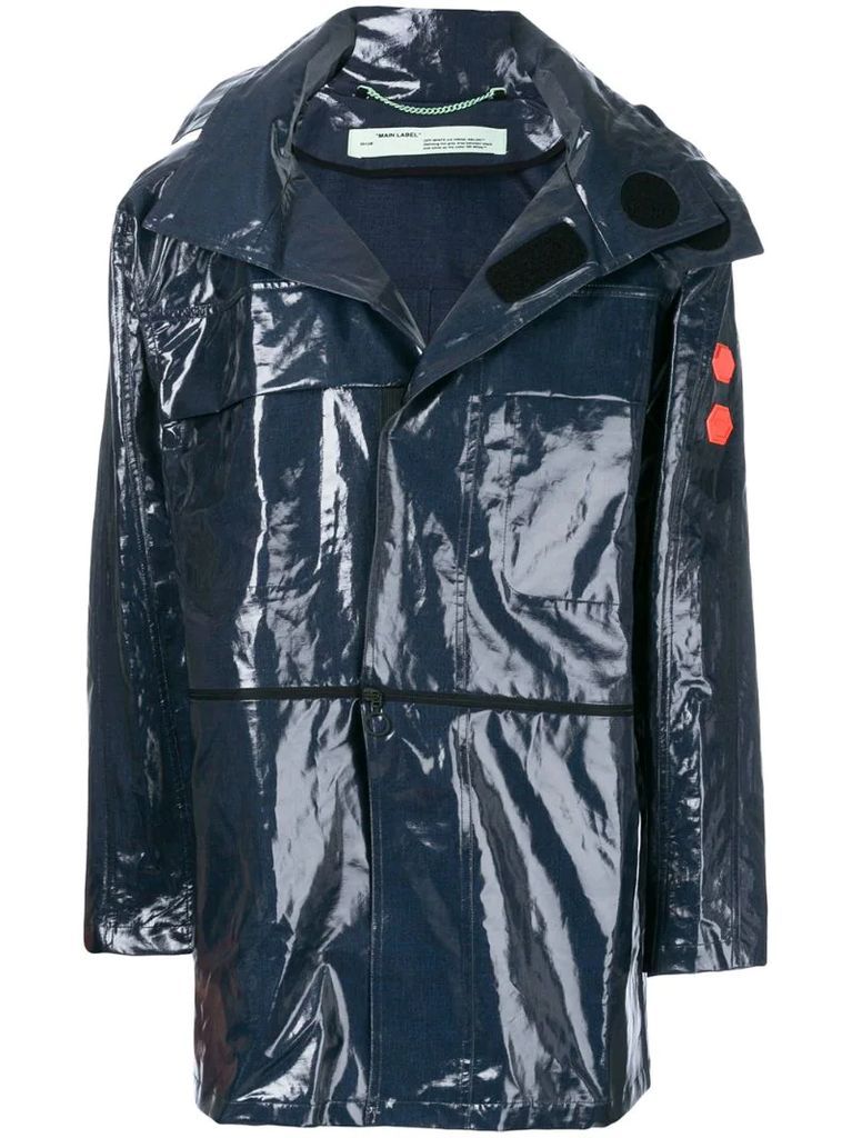 glossy raincoat