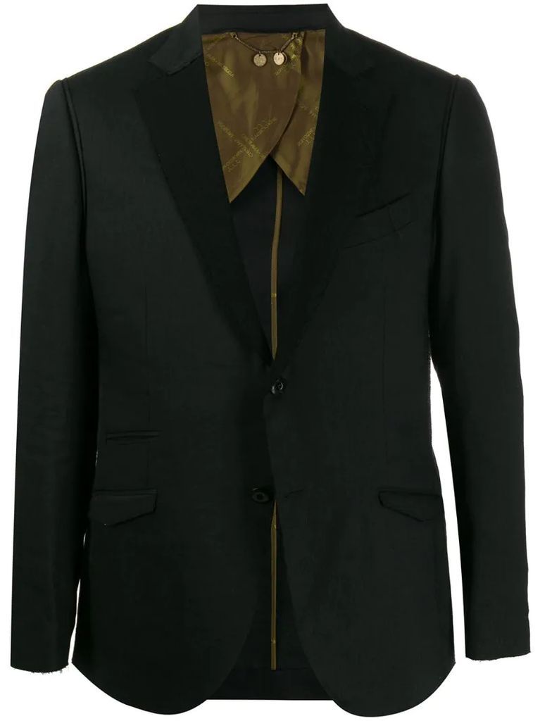 long sleeve contrast lapel blazer