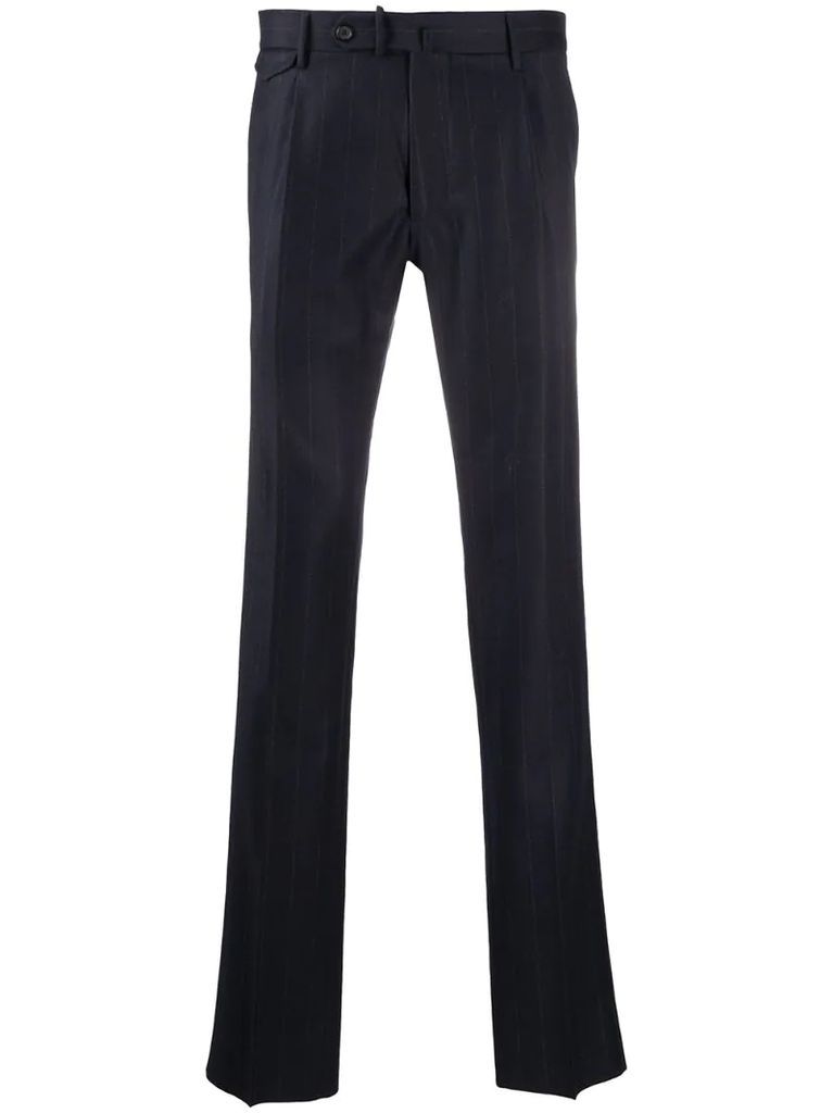 striped slim-fit tailored trousers