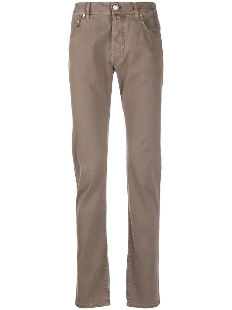 low-rise straight leg trousers