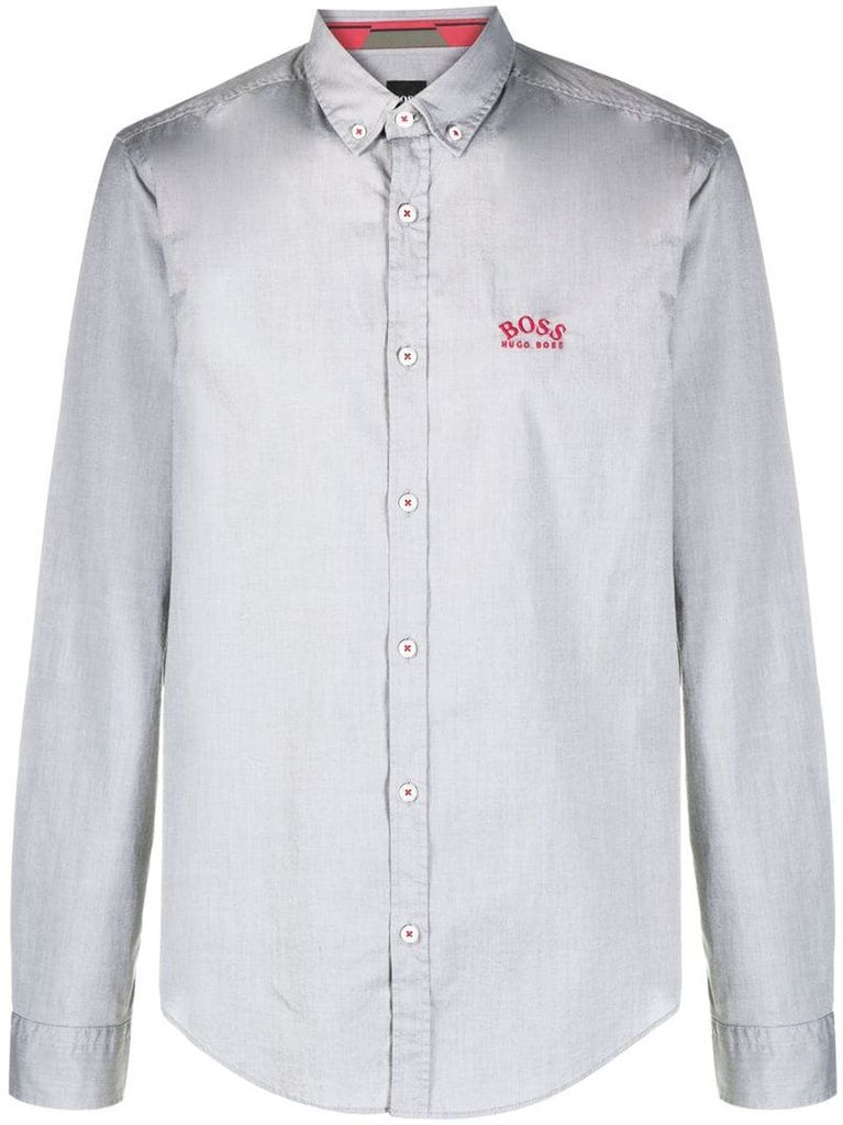 logo embroidered button-down shirt