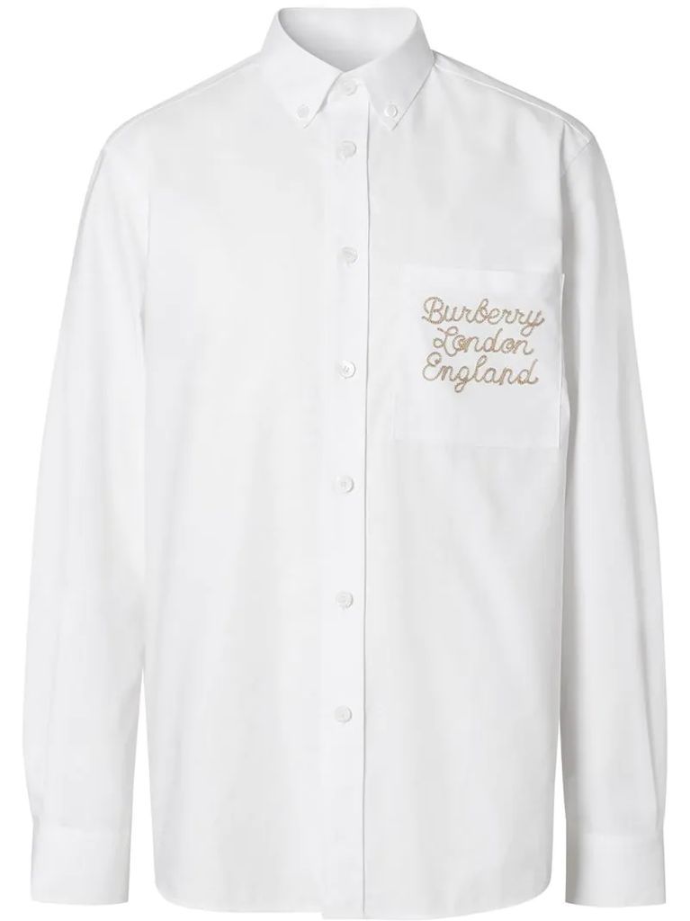 embroidered-logo cotton Oxford shirt