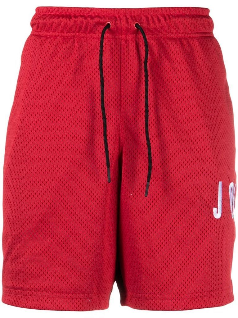 embroidered logo mesh track shorts