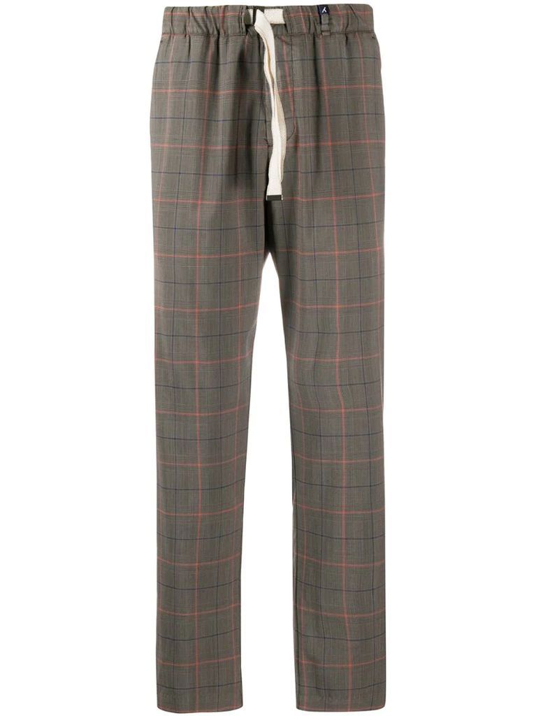 tapered checked print trousers
