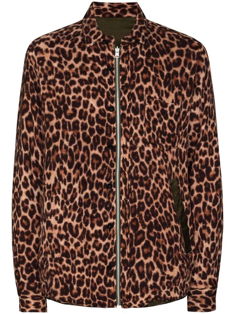 leopard-print zip-up shirt