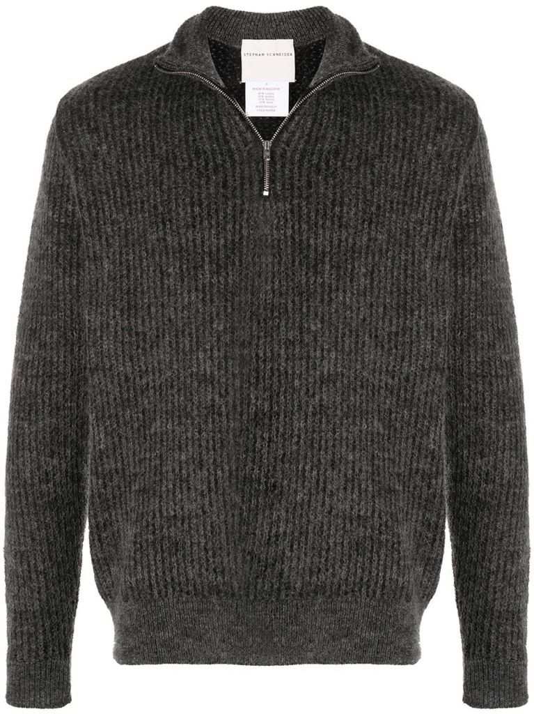 half-zip ribbed sweater