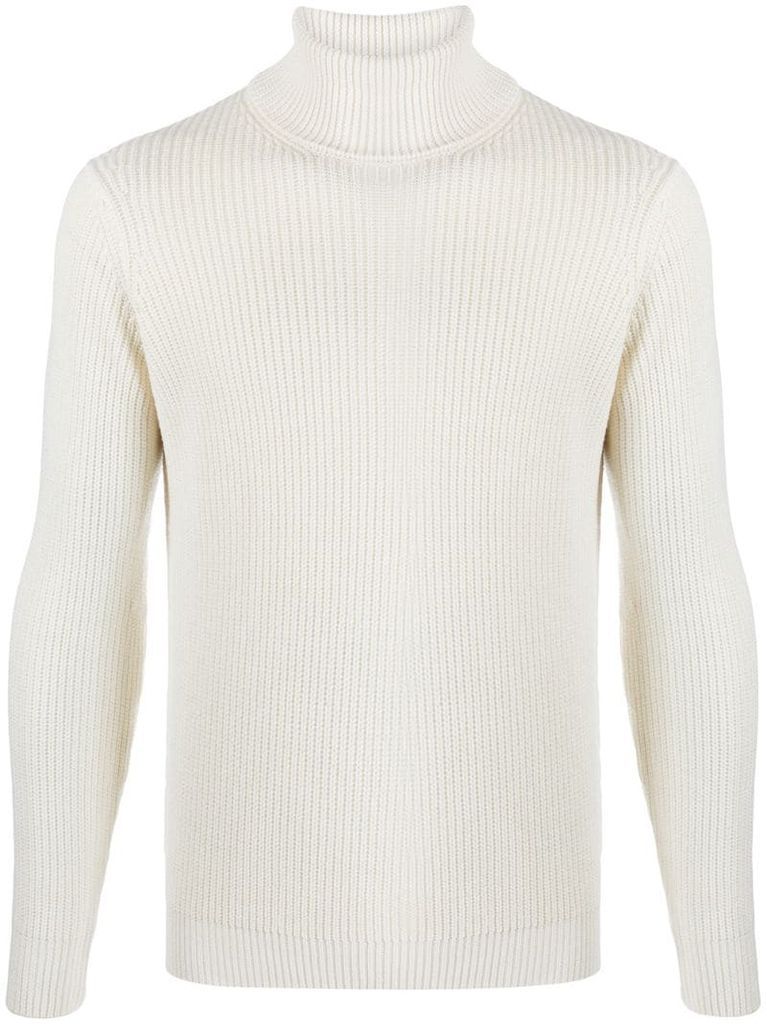 roll neck cable knit jumper