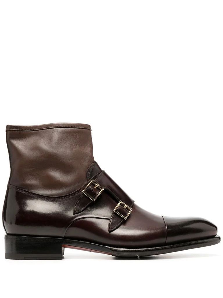 double monk strap ankle boots