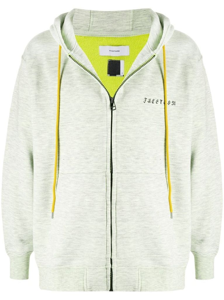 zipped drawstring hoodie