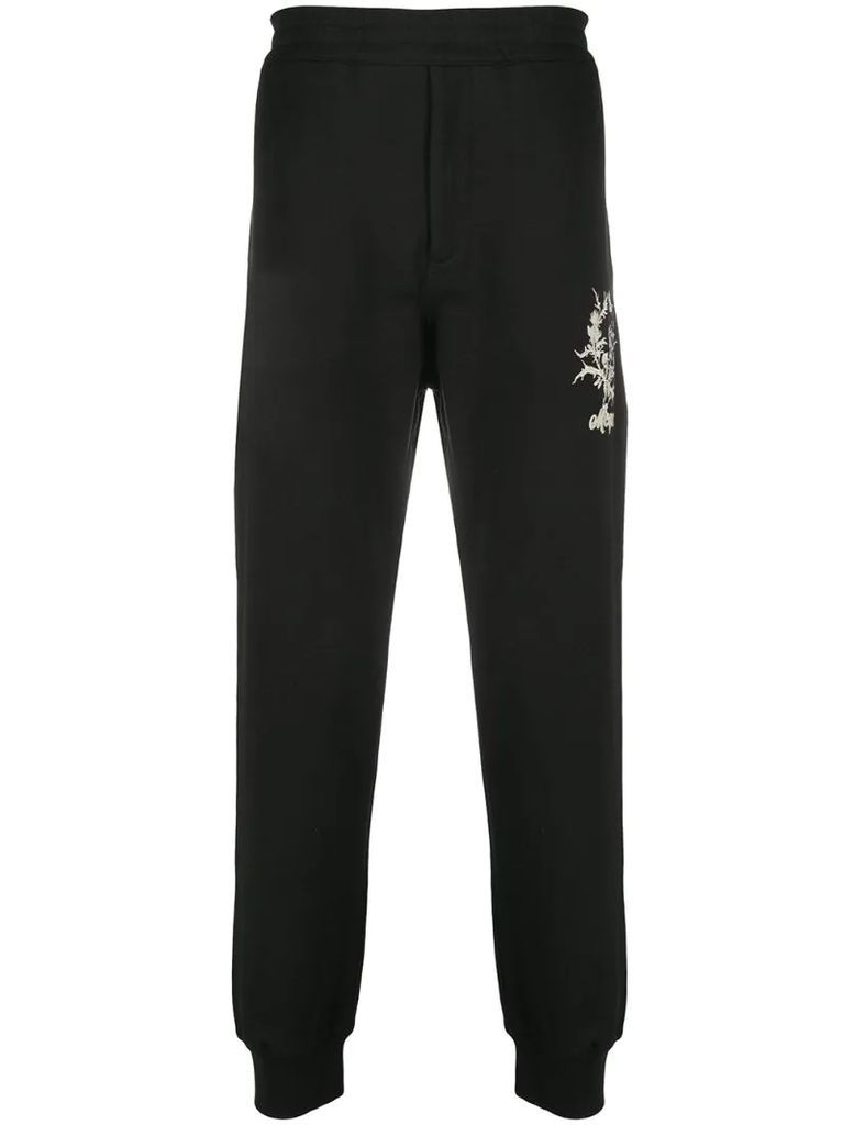 skull-embroidered track pants