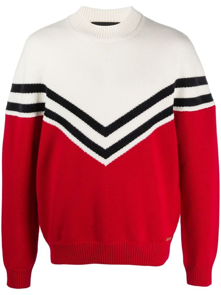 intarsia-knit chevron jumper