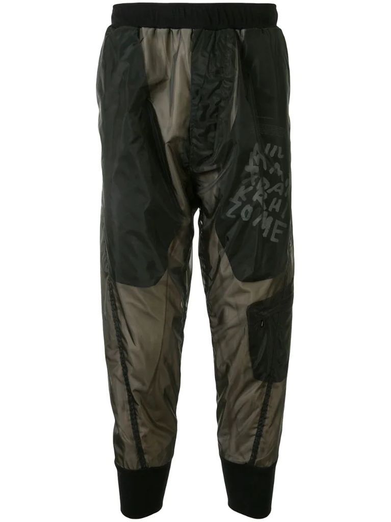 layered style front print track pants
