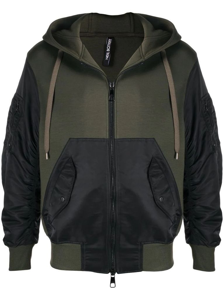 two-tone zipped hoodie