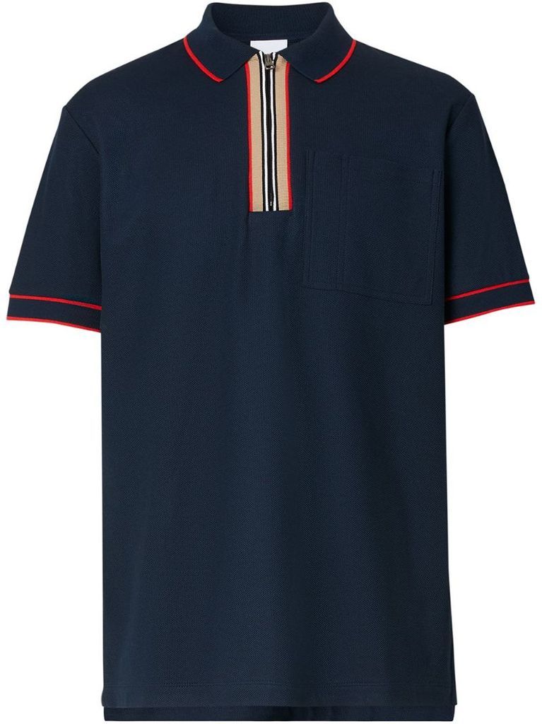 Icon stripe zipped polo shirt