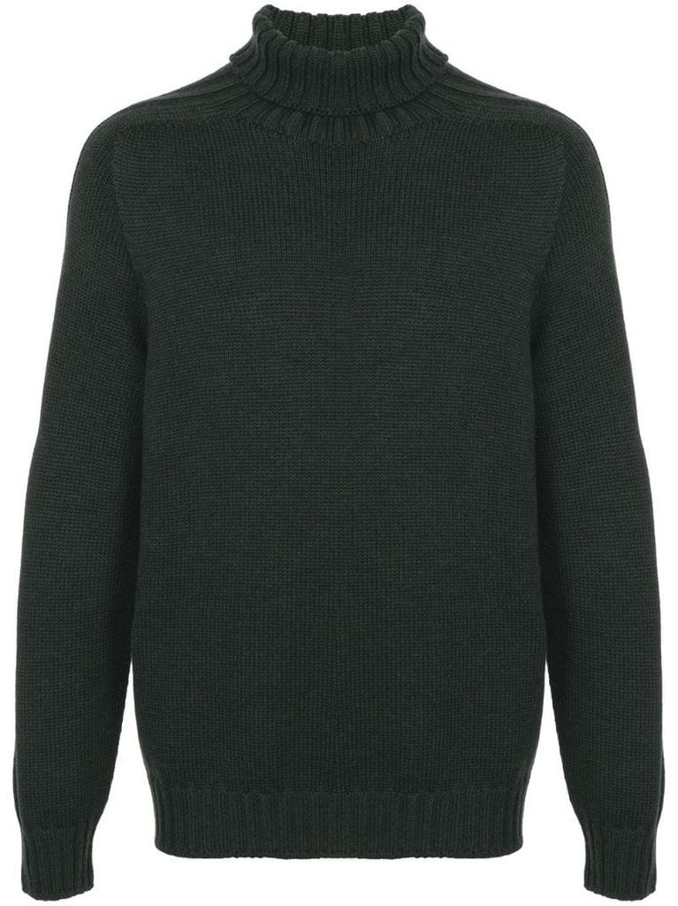 ribbed-trim roll-neck jumper