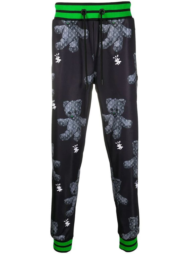 Teddy-print track trousers