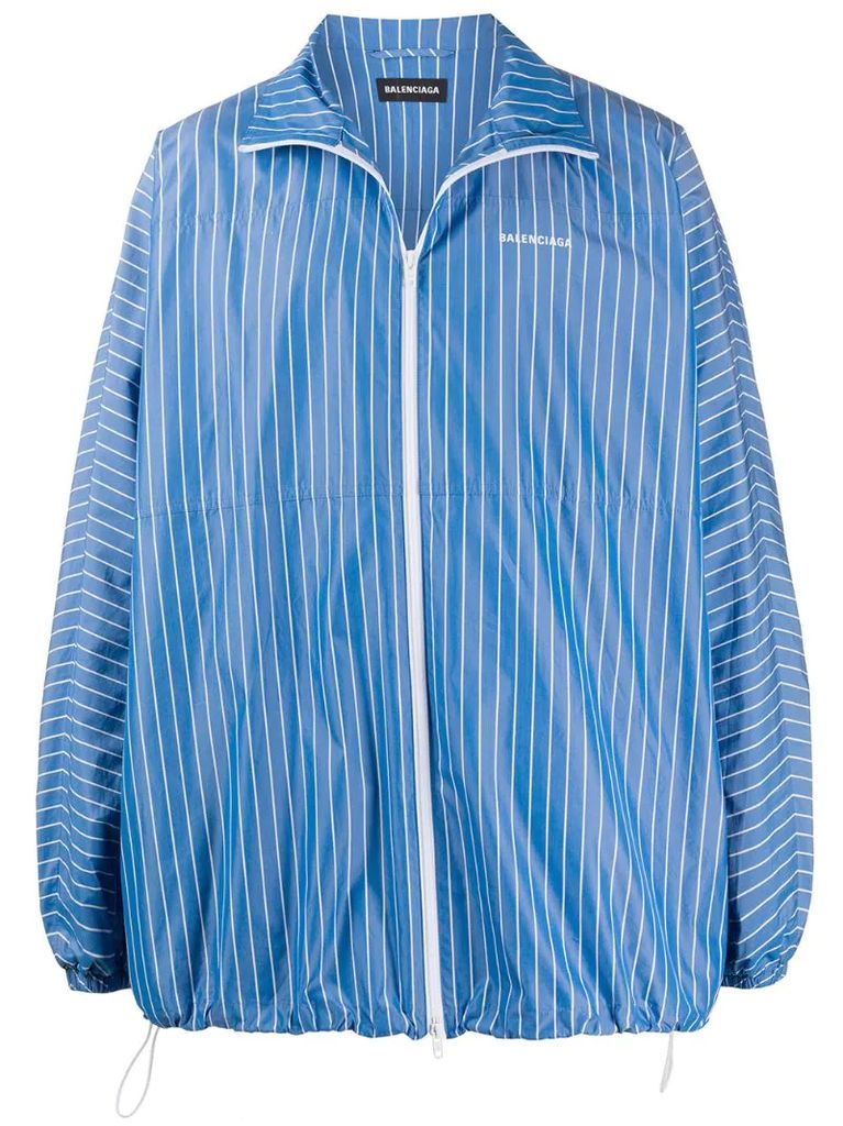 striped lightweight logo jacket