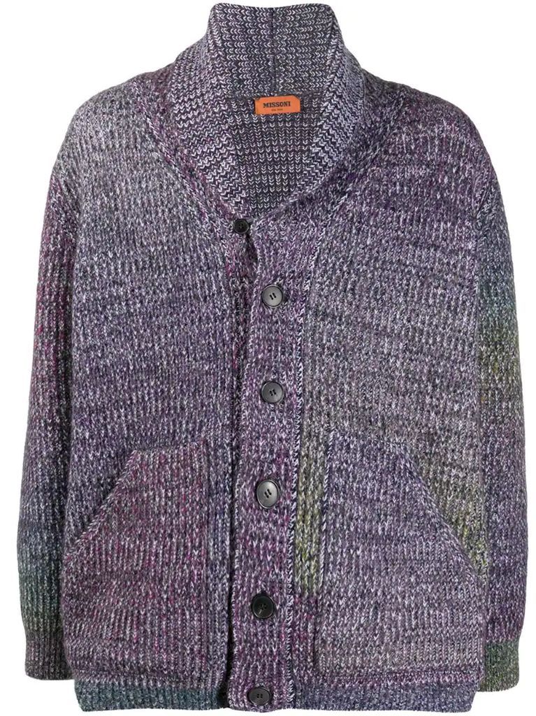 mottled wool knit cardigan