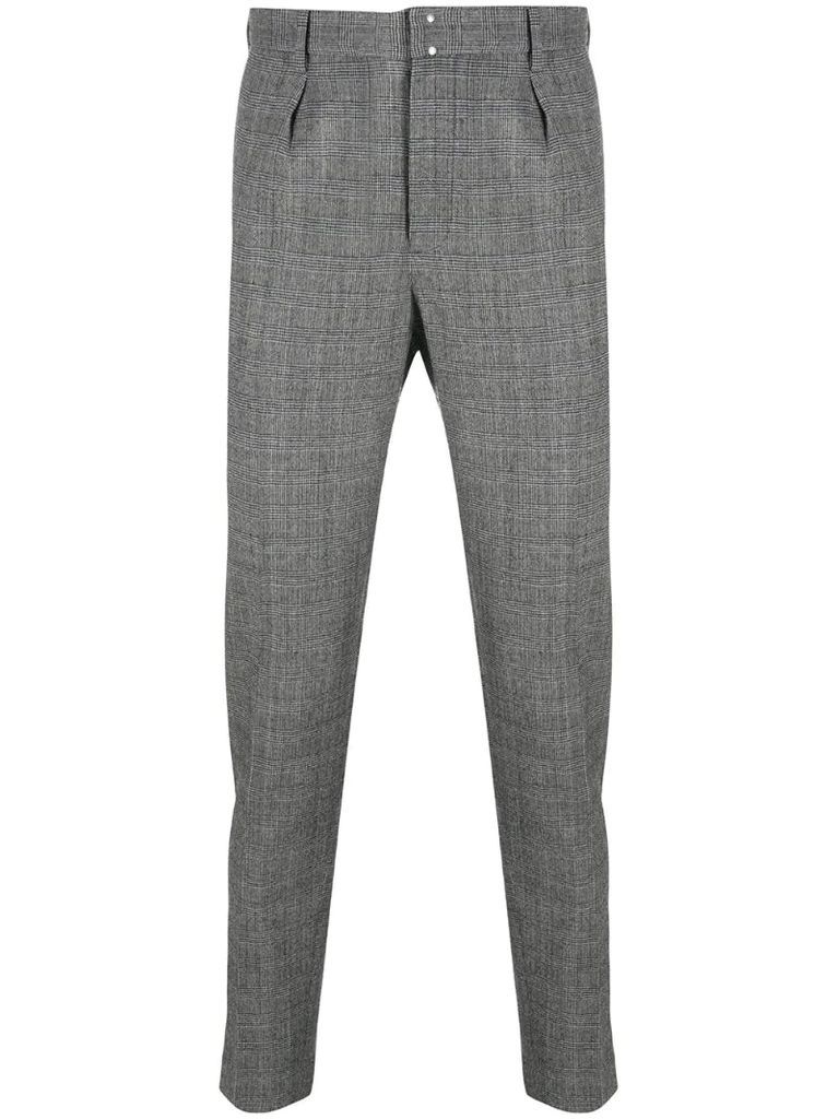 checked tapered-fit trousers