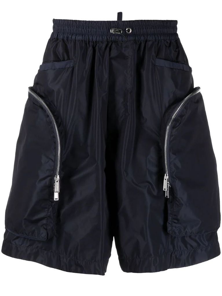 zip-pocket drawstring shorts