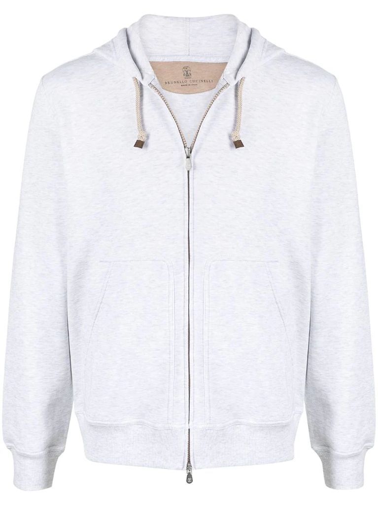two-way zip cotton-blend hoodie