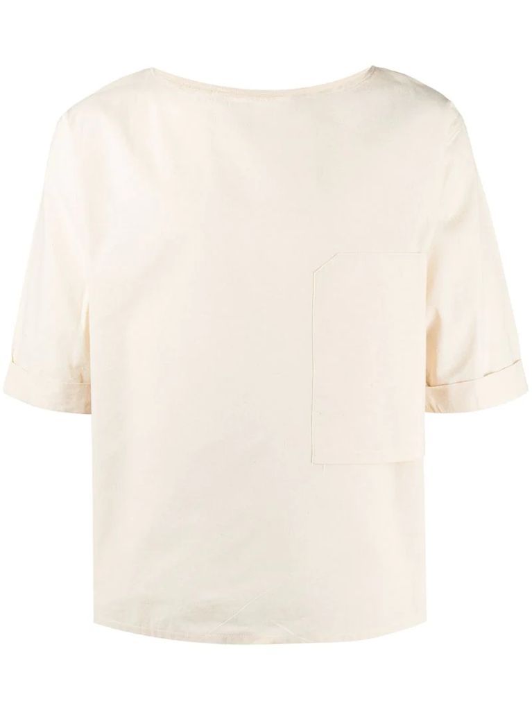 patch-pocket round-neck T-shirt