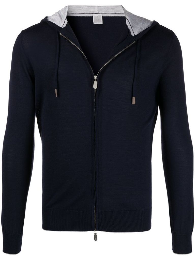 zip-front wool-blend hoodie