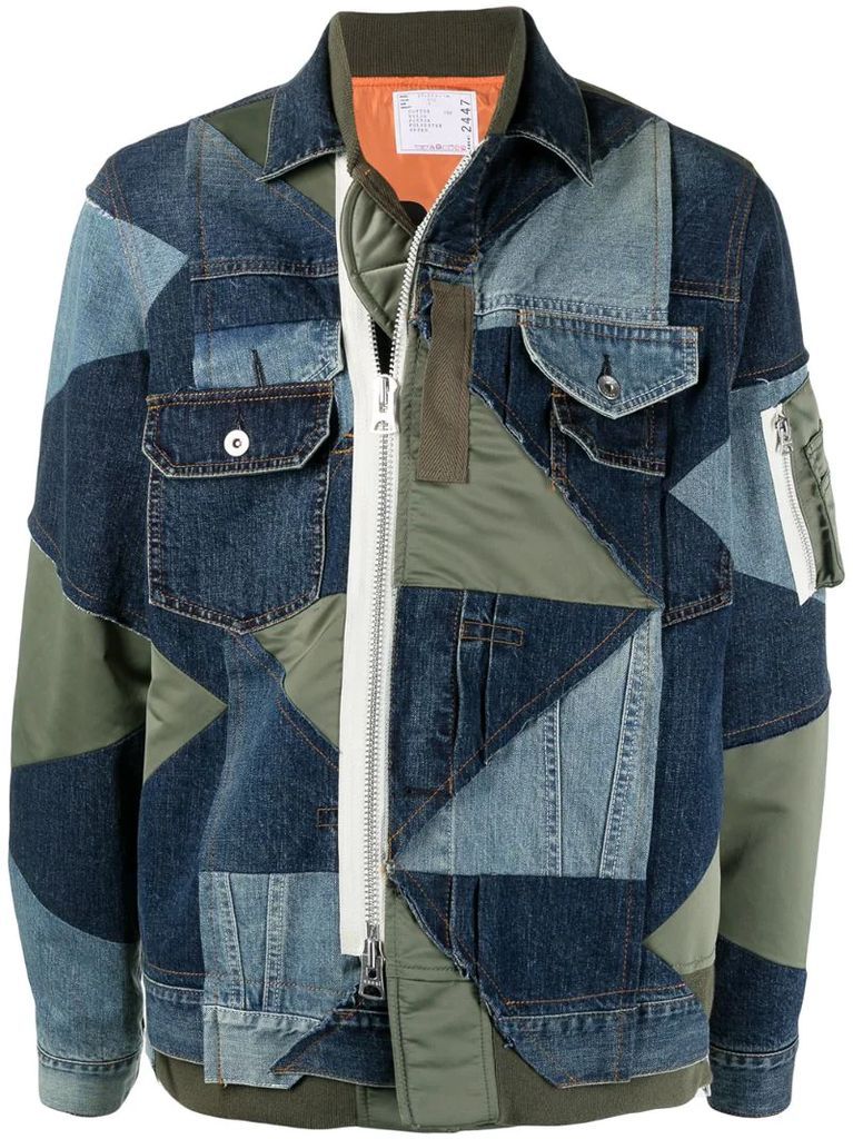 contrast zipped bomber jacket