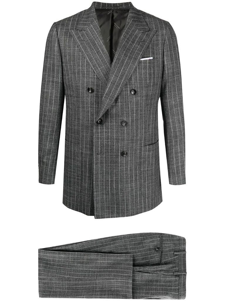pinstripe-pattern double-breasted suit