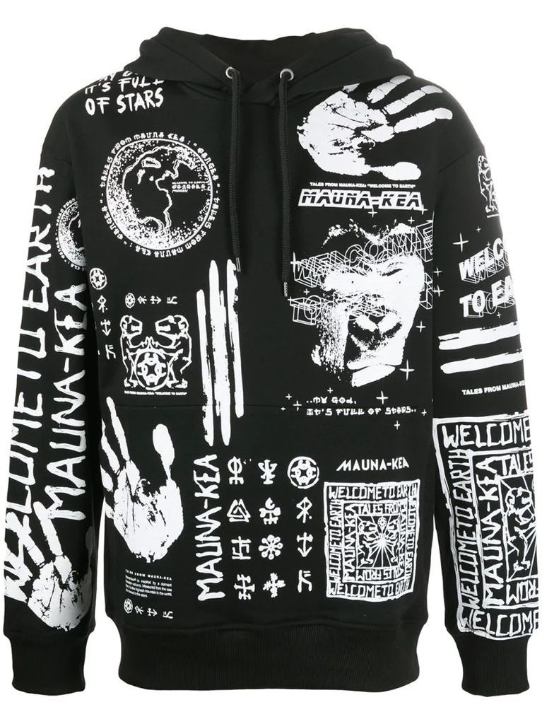 graphic-print long-sleeved hoodie