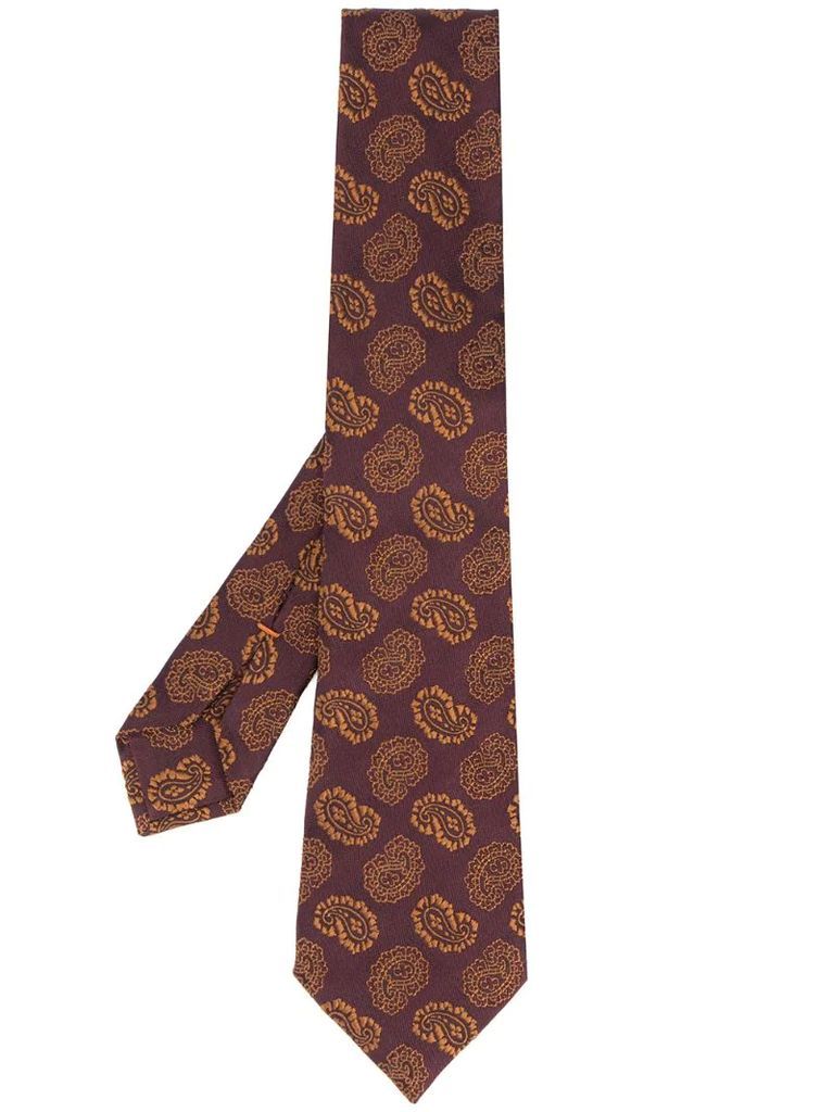 paisley pattern silk tie