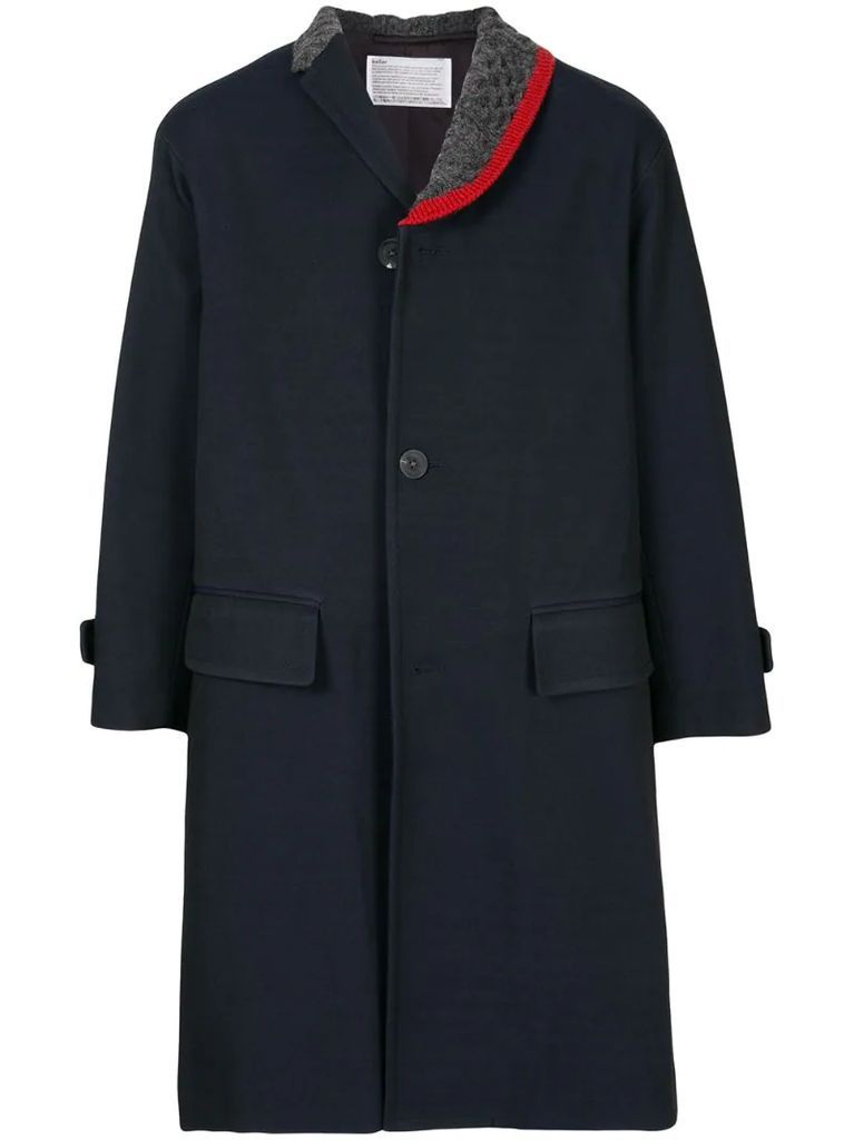 contrasting-lapel asymmetric coat
