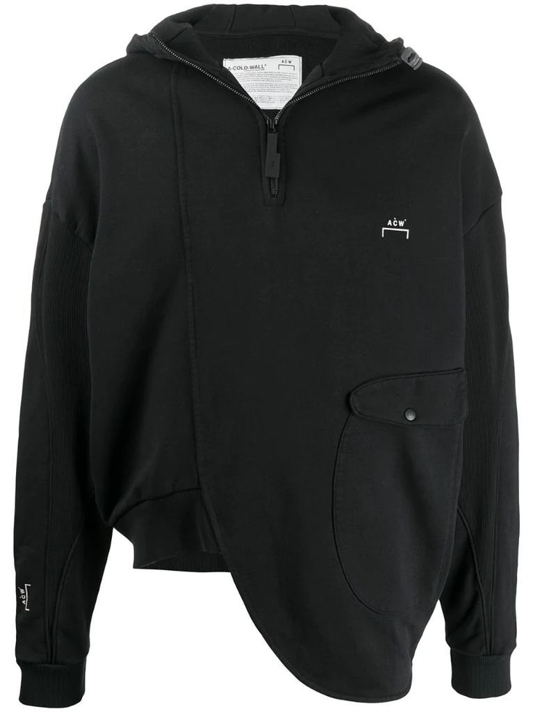 asymmetric logo print hoodie