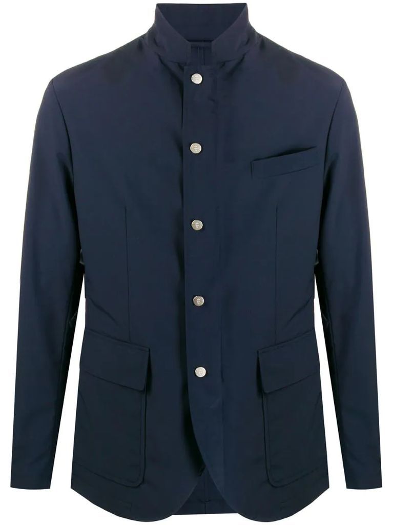 high-neck tailored jacket