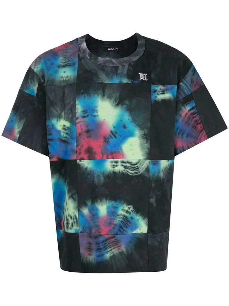 abstract print panelled T-shirt