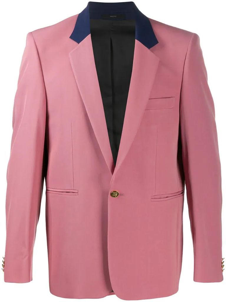 contrast lapel suit jacket