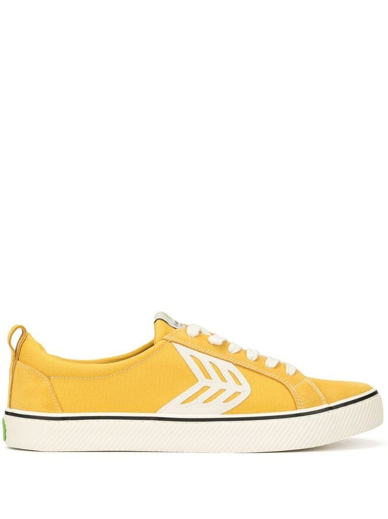 CATIBA Low Stripe Spice Yellow Suede and Canvas Contrast Thread Sneaker