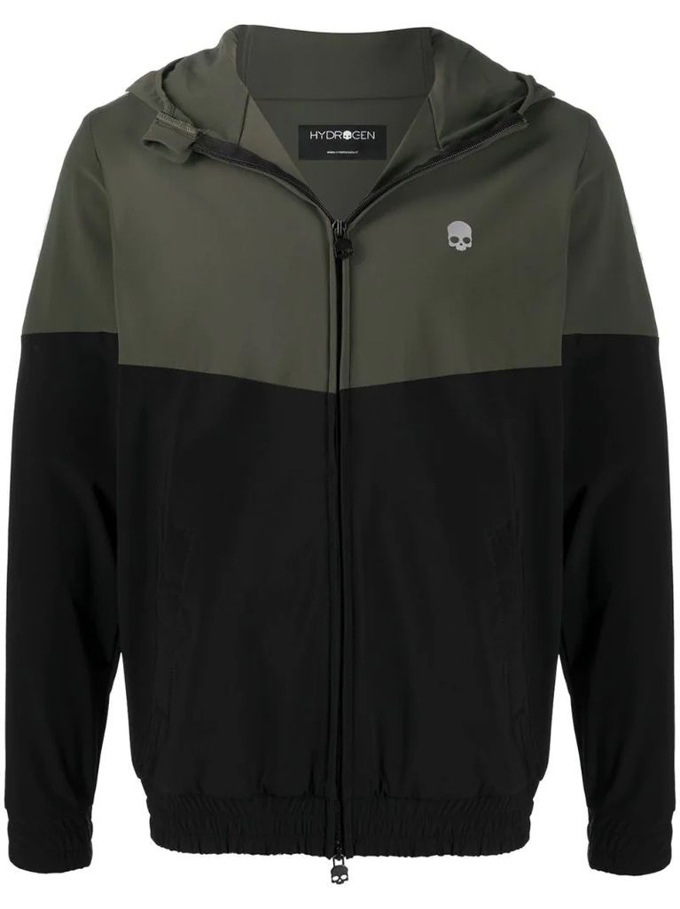 bi-colour hooded track jacket