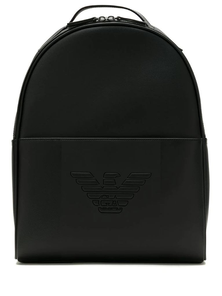 embossed logo backpack